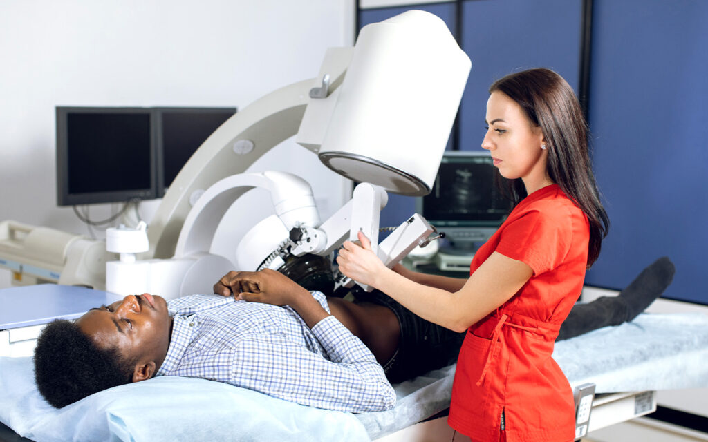 Image of a Shockwave Lithotripsy procedure.